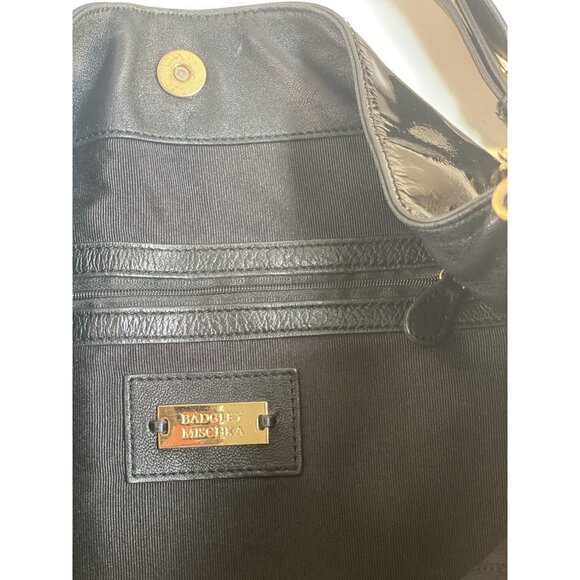 Badgley Mischka HOBO Large Shoulder Bag Black Patent Leather - Picture 14 of 16